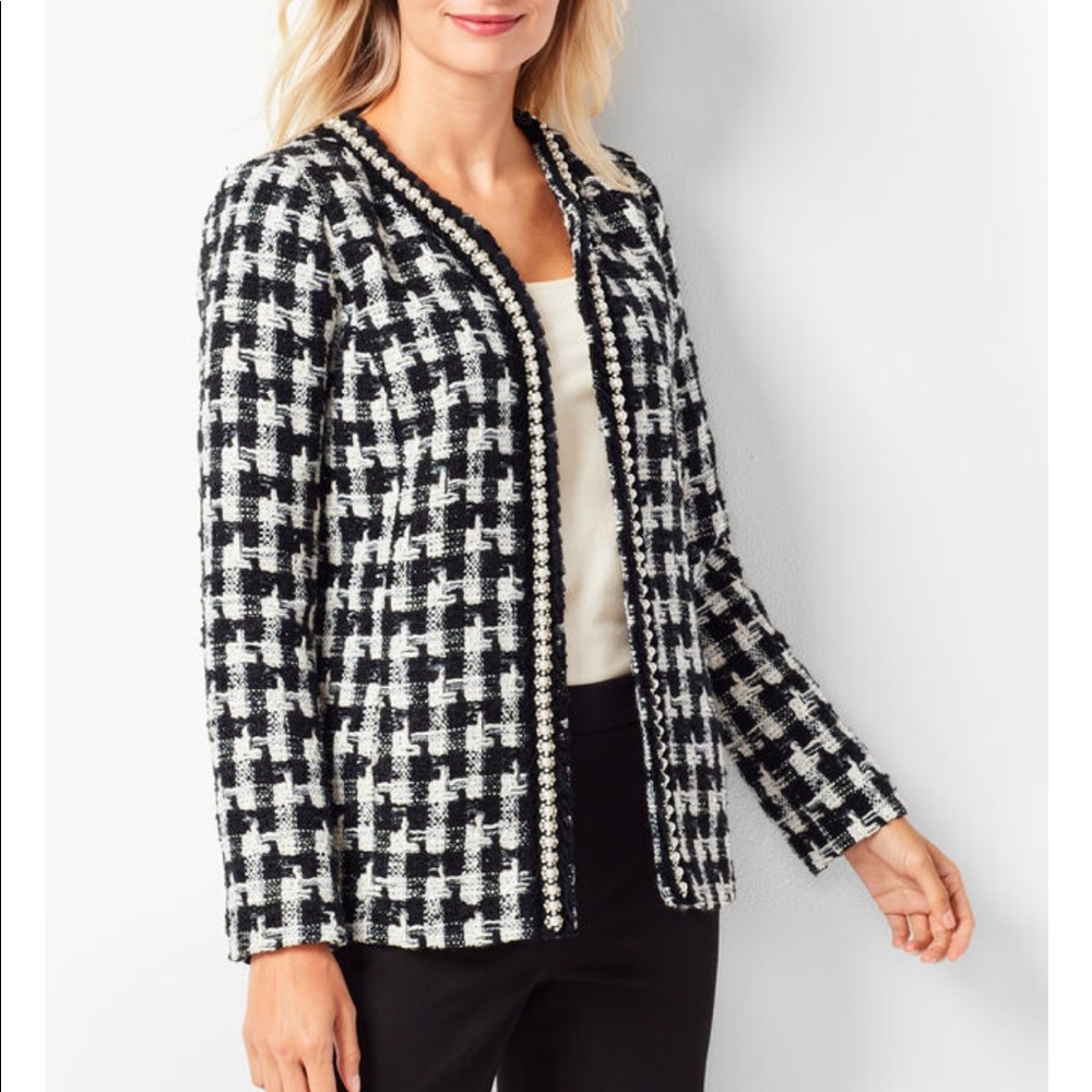 NWOT TALBOTS PEARL-TRIM TWEED JACKET - Picture 1 of 7